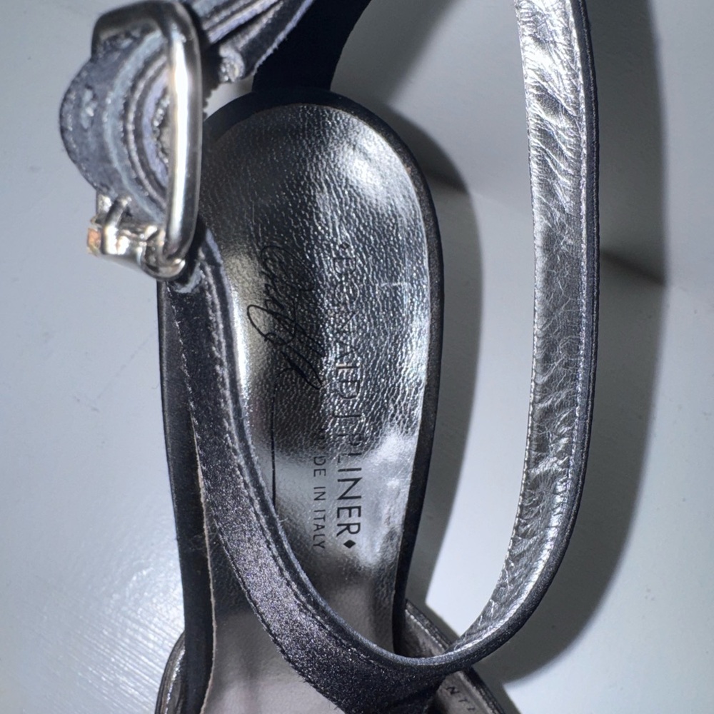 Donald J. Pliner Black Satin T-Strap Pointed Pumps - Picture 2 of 6